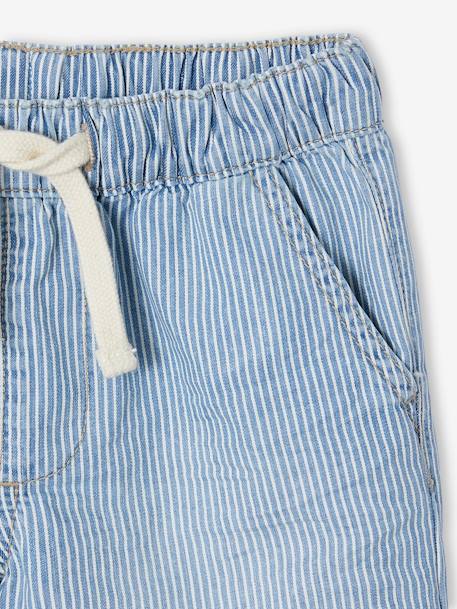 Bermuda garçon jean facile à enfiler bleu imprimé+denim gris+double stone+rayé bleu+stone - vertbaudet enfant 
