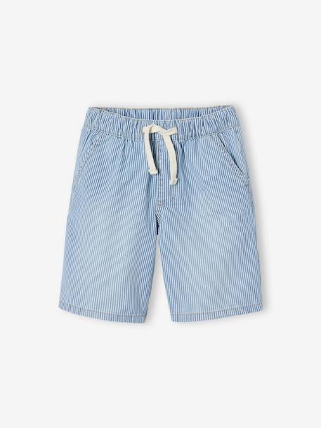 Bermuda garçon jean facile à enfiler bleu imprimé+denim gris+double stone+rayé bleu+stone - vertbaudet enfant 