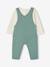 Ensemble bébé T-shirt et salopette en molleton personnalisable caramel+vert émeraude - vertbaudet enfant 