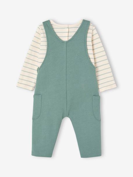 Fleece babyset met te personaliseren T-shirt en tuinbroek karamel+smaragdgroen - vertbaudet enfant 
