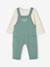 Ensemble bébé T-shirt et salopette en molleton personnalisable caramel+vert émeraude - vertbaudet enfant 