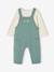 Ensemble bébé T-shirt et salopette en molleton personnalisable caramel+vert émeraude - vertbaudet enfant 