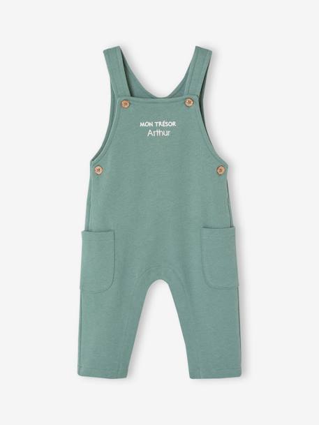 Fleece babyset met te personaliseren T-shirt en tuinbroek karamel+smaragdgroen - vertbaudet enfant 