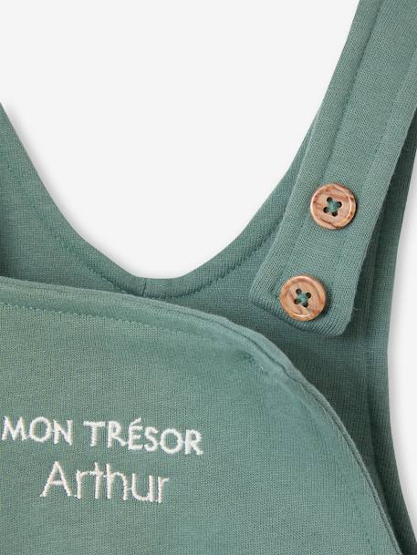 Ensemble bébé T-shirt et salopette en molleton personnalisable caramel+vert émeraude - vertbaudet enfant 