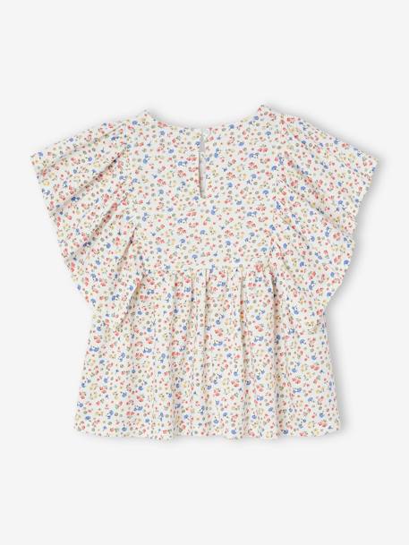 Tee-shirt blouse fille écru+pivoine - vertbaudet enfant 