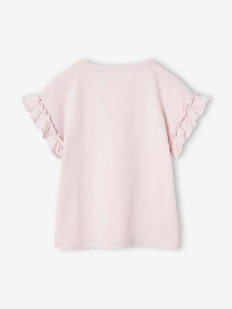 T-shirt fille motif fantaisie manches courtes volantées anthracite+jaune pâle+marine+rose pâle - vertbaudet enfant 