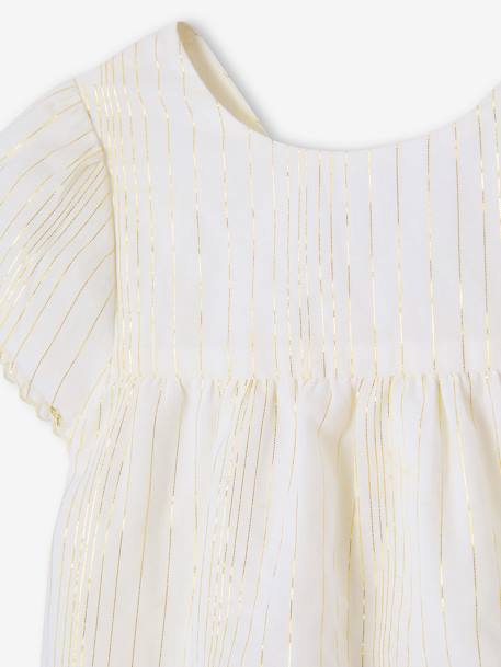 Feestelijke set met gestreepte jurk met glinsterdraad + bijpassend hoofdband voor baby wit, gestreept - vertbaudet enfant 