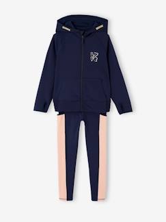 -Ensemble sport sweat à capuche et legging fille matière tecnique