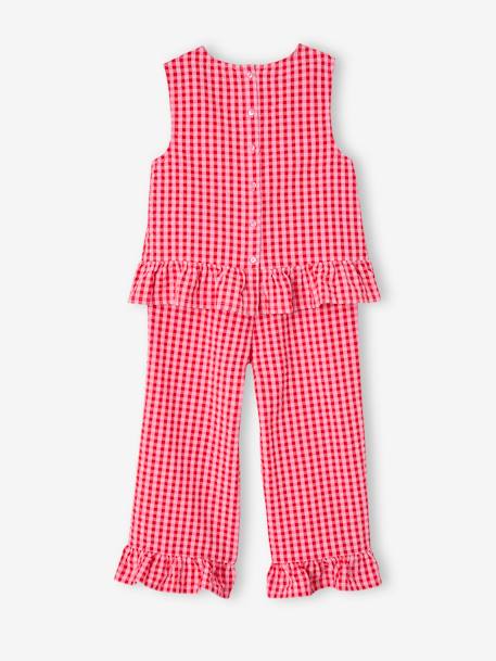 Meisjesset blouse + 7/8e broek saliegroen+snoepjesroze - vertbaudet enfant 