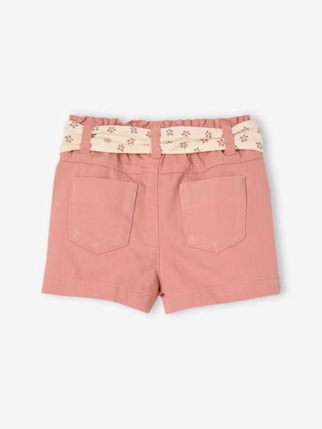 Short bébé fille paperbag avec ceinture imprimée rose+vert de gris - vertbaudet enfant 
