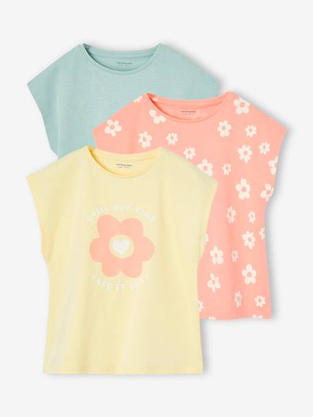 Fille-T-shirt, sous-pull-T-shirt-Lot de 3 tee-shirts fille fantaisie manches courtes