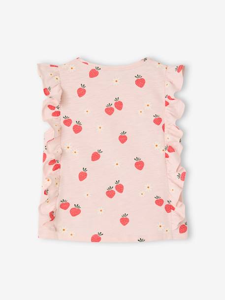 T-shirt met ruches en aardbeimotief lichtroze - vertbaudet enfant 