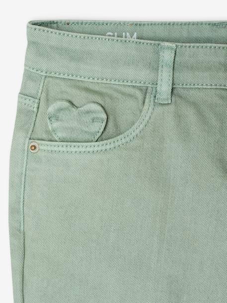 Pantalon slim fille morphologique large anthracite+rose poudré+vert sauge - vertbaudet enfant 