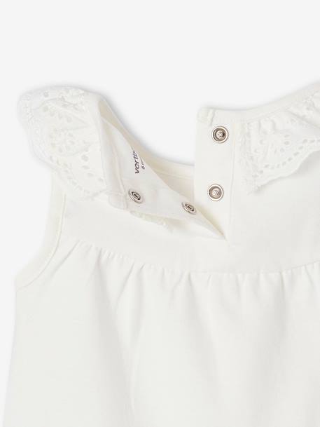 T-shirt voor speciale gelegenheden met geborduurd kraagje voor babymeisjes wit - vertbaudet enfant 