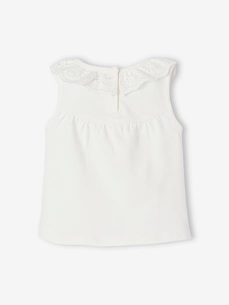 T-shirt voor speciale gelegenheden met geborduurd kraagje voor babymeisjes wit - vertbaudet enfant 