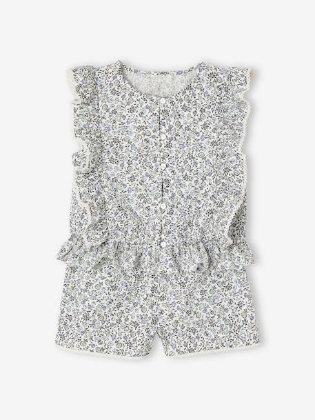 Ensemble blouse + short cérémonie fille bleu imprimé - vertbaudet enfant 