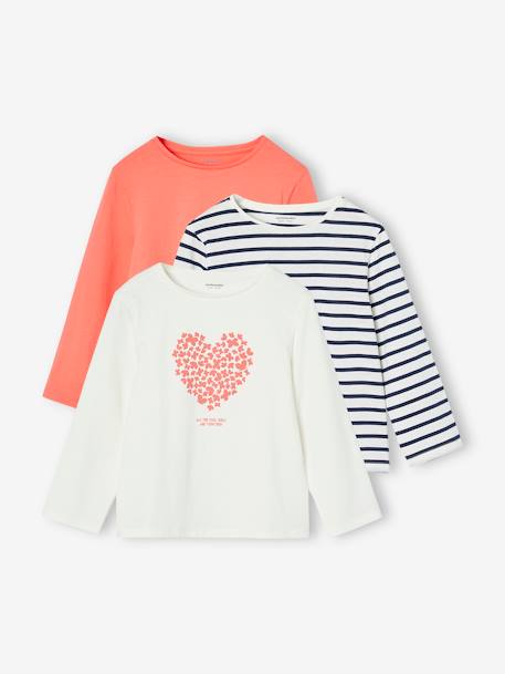 Fille-T-shirt, sous-pull-Lot de 3 t-shirts fille fantaisie manches longues