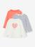 Set van 3 BASICS meisjesshirts met lange mouwen antraciet+groengrijs+koraal+roze (poederkleur) - vertbaudet enfant 