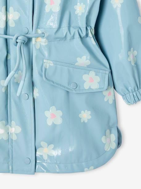 Ciré fille à capuche motifs magiques bleu ciel+blush+sauge imprimé - vertbaudet enfant 