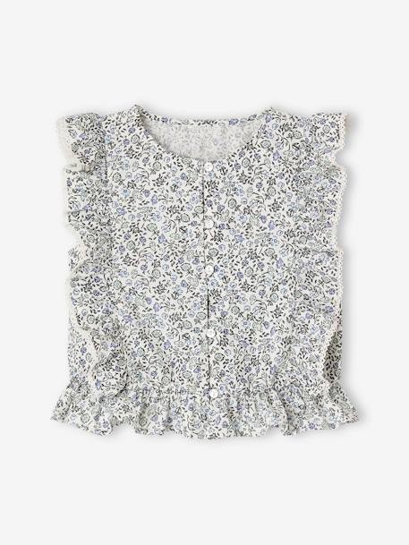 Ensemble blouse + short cérémonie fille bleu imprimé - vertbaudet enfant 