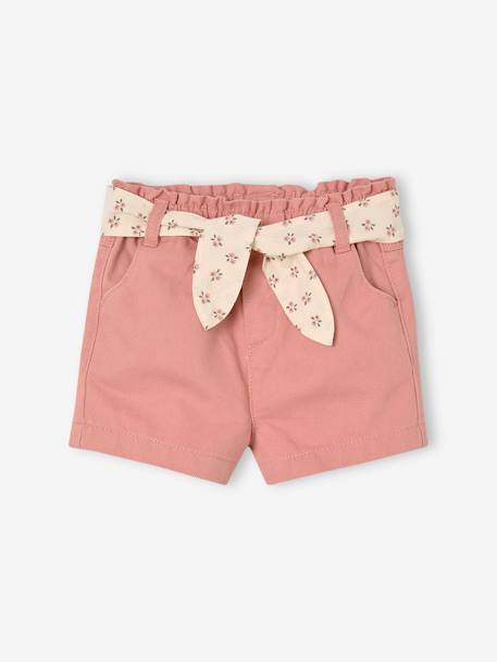 Bébé-Short bébé fille paperbag avec ceinture imprimée