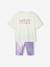 Sportset voor meisjes T-shirt + iriserende kniebroek lila - vertbaudet enfant 