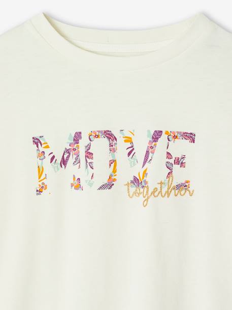 Sportset voor meisjes T-shirt + iriserende kniebroek lila - vertbaudet enfant 
