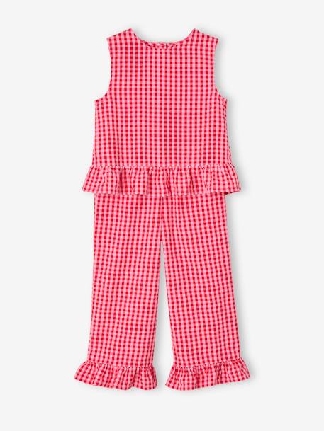 Meisjesset blouse + 7/8e broek saliegroen+snoepjesroze - vertbaudet enfant 