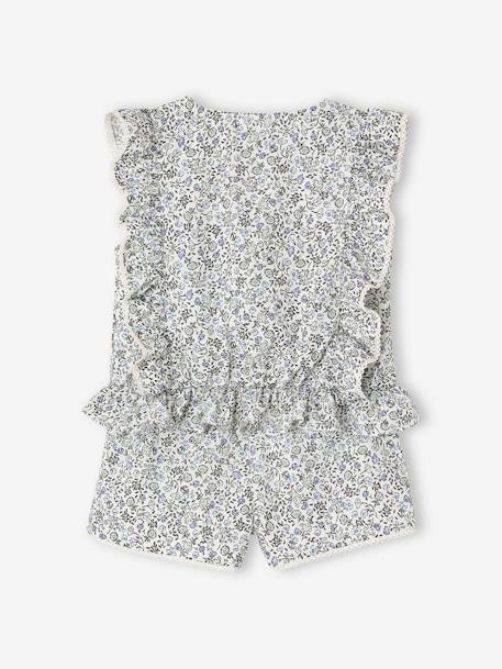 Ensemble blouse + short cérémonie fille bleu imprimé - vertbaudet enfant 
