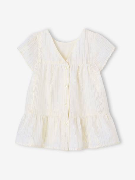 Feestelijke set met gestreepte jurk met glinsterdraad + bijpassend hoofdband voor baby wit, gestreept - vertbaudet enfant 