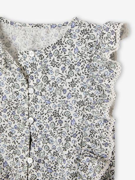 Ensemble blouse + short cérémonie fille bleu imprimé - vertbaudet enfant 