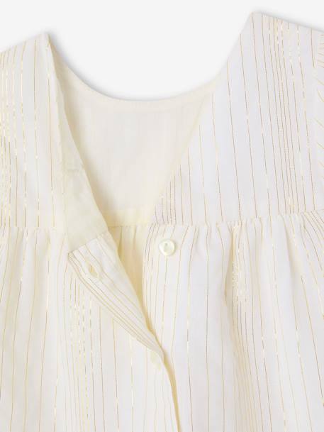 Feestelijke set met gestreepte jurk met glinsterdraad + bijpassend hoofdband voor baby wit, gestreept - vertbaudet enfant 