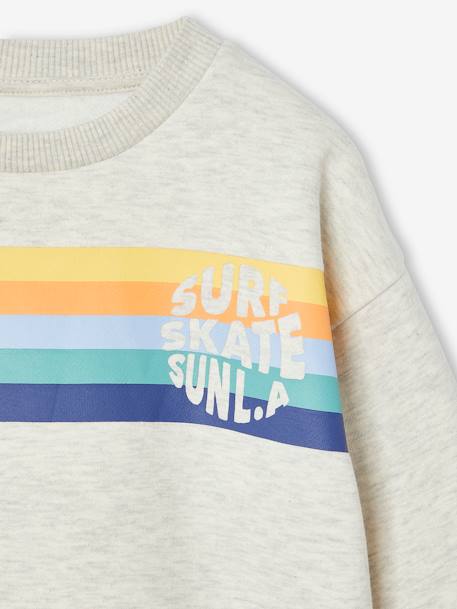 Sweat garçon col rond rayures graphiques blanc chiné+bleu grisé - vertbaudet enfant 