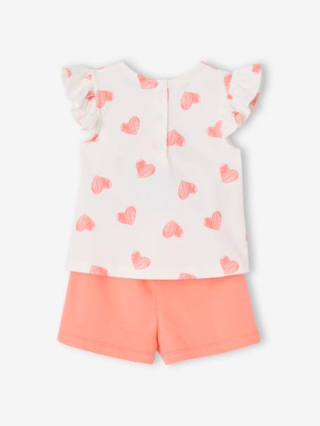 Disney® babyset T-shirt en short Minnie Hearts koraal - vertbaudet enfant 