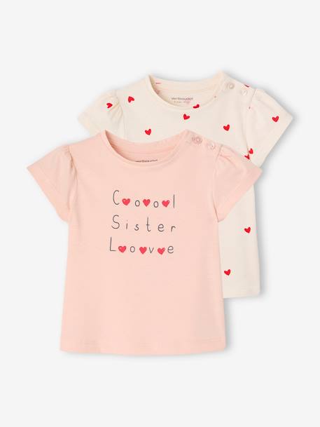 Lot de 2 t-shirts Basics bébé manches courtes rose pâle - vertbaudet enfant 
