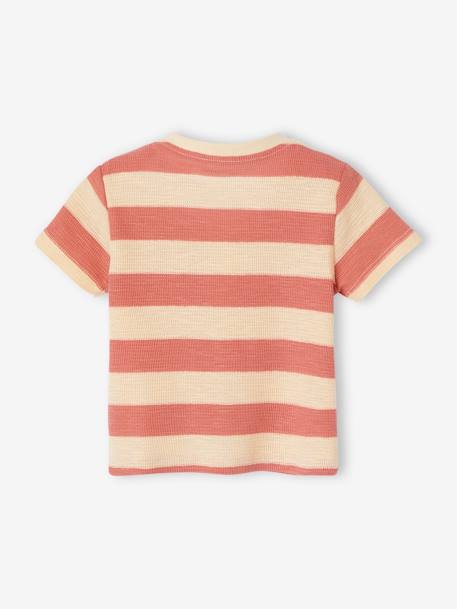 T-shirt met strepen voor baby's in honingraat gebreid terracottategel - vertbaudet enfant 