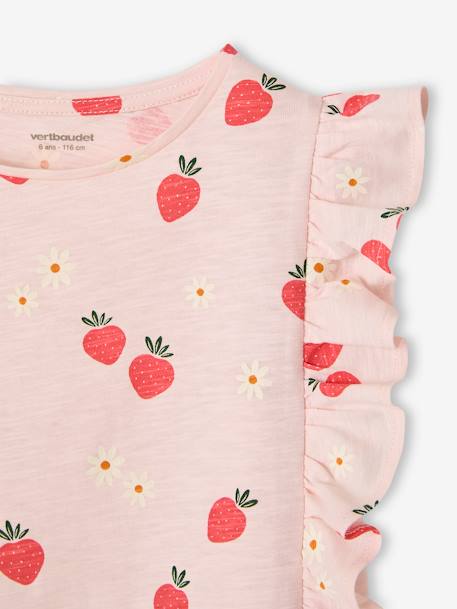 T-shirt met ruches en aardbeimotief lichtroze - vertbaudet enfant 