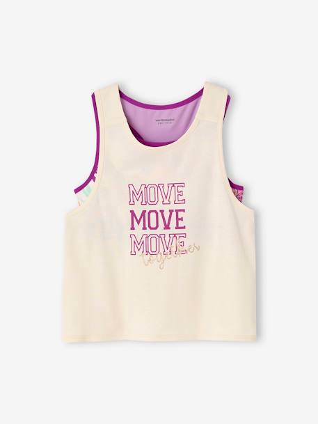 Sportset hemdje + topje voor meisjes ecru - vertbaudet enfant 