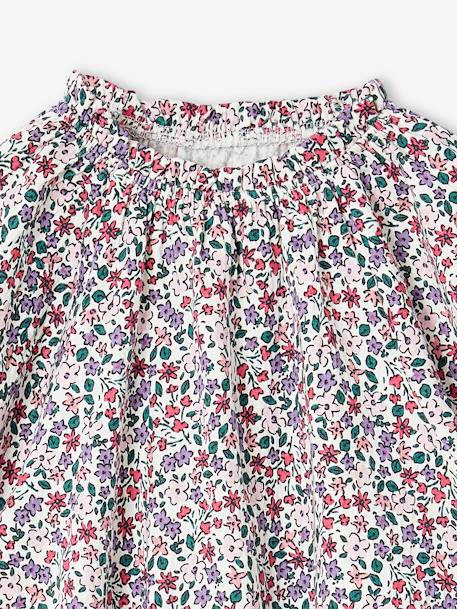 Tee-shirt blouse forme crop fille corail+écru+vert sauge - vertbaudet enfant 