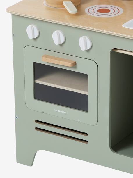 Cuisine en bois FSC® avec accessoires écru+rose+vert sauge - vertbaudet enfant 