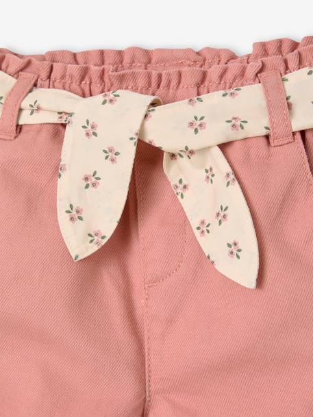 Short bébé fille paperbag avec ceinture imprimée rose+vert de gris - vertbaudet enfant 