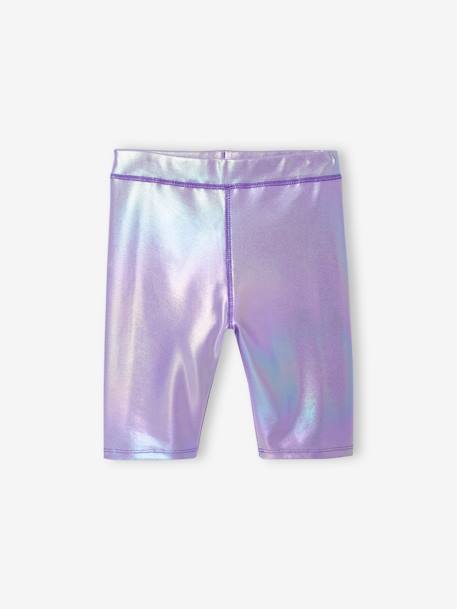 Sportset voor meisjes T-shirt + iriserende kniebroek lila - vertbaudet enfant 