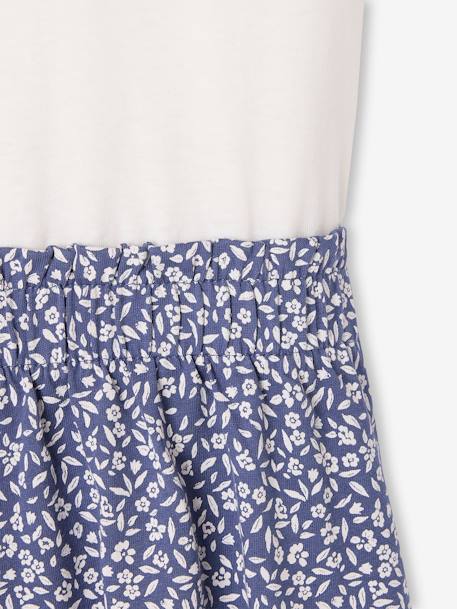 Meisjesjurk met 2-in-1 effect beige+ecru+indigoblauw+lichtroze+roze, gestreept - vertbaudet enfant 