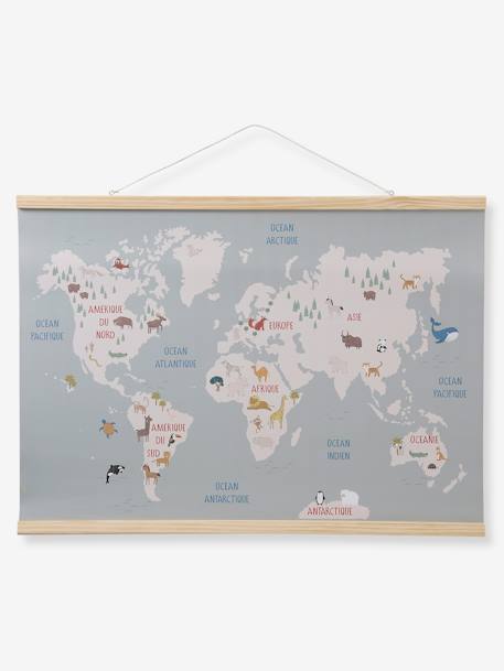 Carte mappemonde animaux murale bois - vertbaudet enfant 