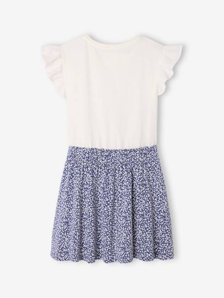 Meisjesjurk met 2-in-1 effect beige+ecru+indigoblauw+lichtroze+roze, gestreept - vertbaudet enfant 