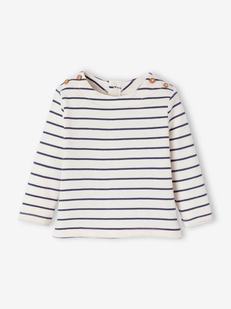 T-shirt rayé manches longues naissance écru - vertbaudet enfant 