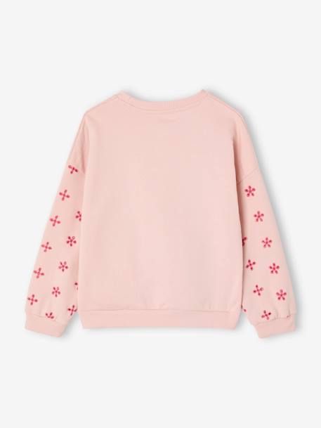 Sweat manches fleurs ajourées fille rose pâle - vertbaudet enfant 
