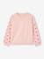 Sweat manches fleurs ajourées fille rose pâle - vertbaudet enfant 