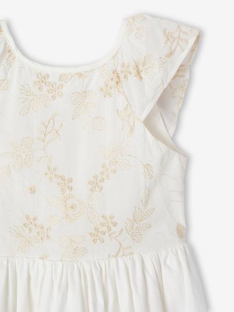 Geborduurde ceremoniejurk met regenboogkleurige bloemen voor meisjes wit - vertbaudet enfant 
