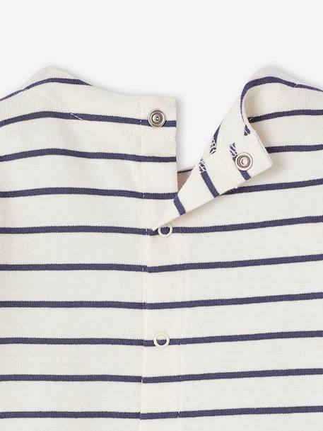 Gestreept geboorteshirt met lange mouwen ecru - vertbaudet enfant 